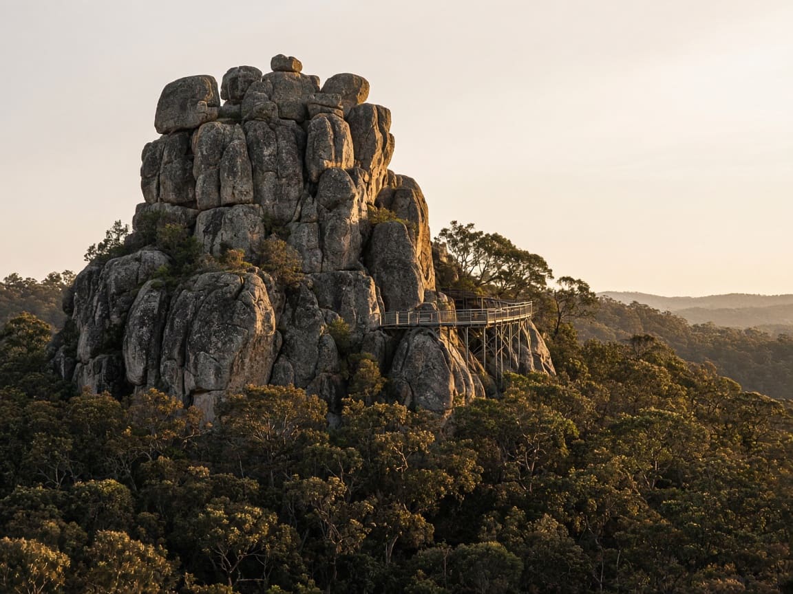 Granite castle-like boulders above karri forest in the Porongurup Range